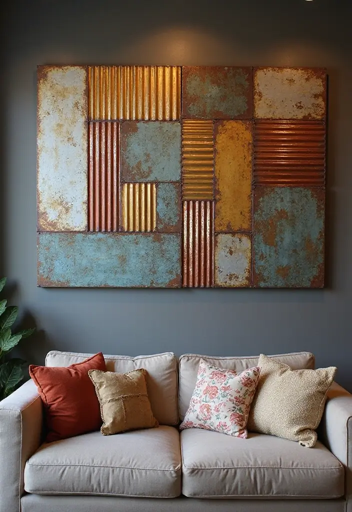 25 Corrugated Metal Decor Ideas With Industrial Aesthetic - 1. Corrugated Metal Wall Art