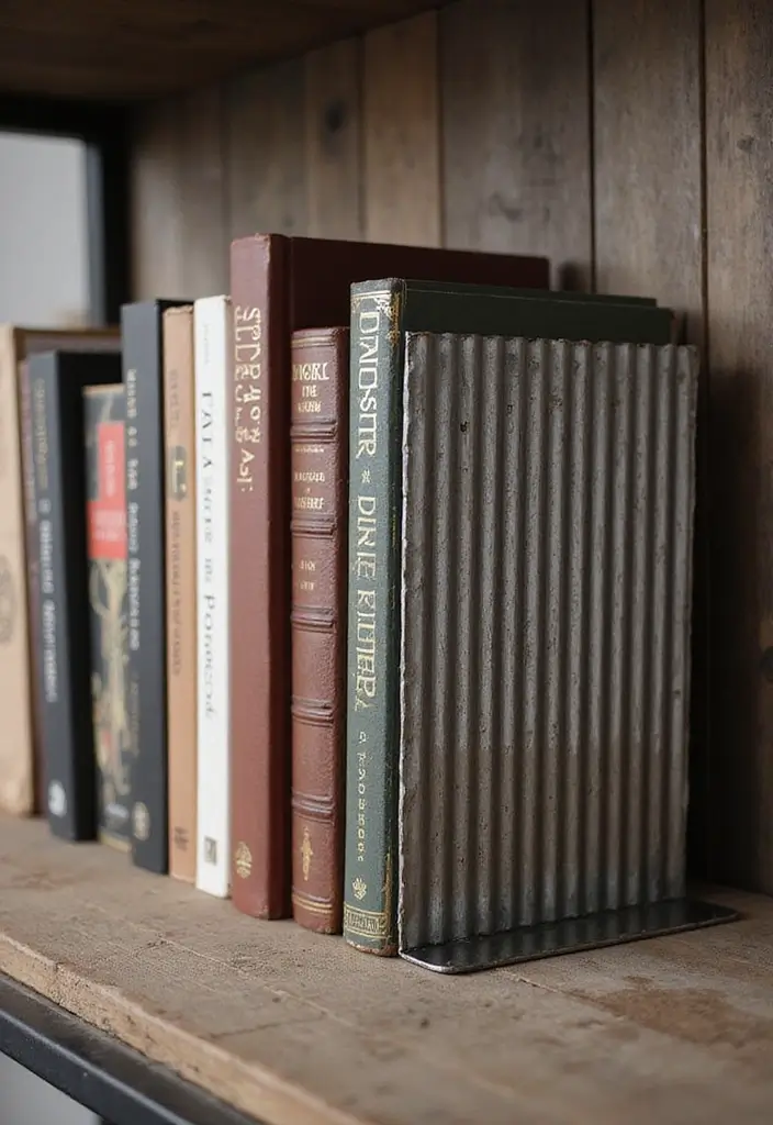 25 Corrugated Metal Decor Ideas With Industrial Aesthetic - 17. Corrugated Metal Bookends