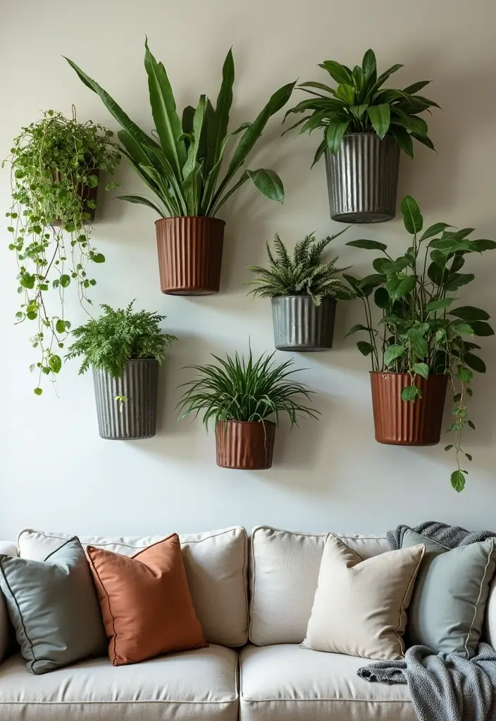 25 Corrugated Metal Decor Ideas With Industrial Aesthetic - 20. Corrugated Metal Wall Planters