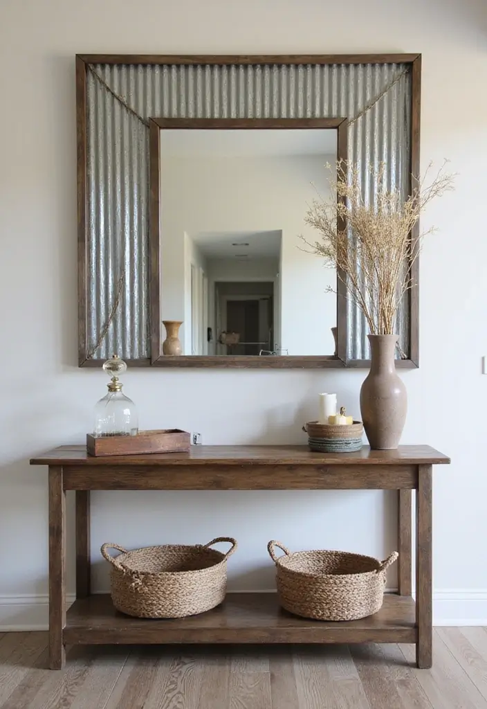 25 Corrugated Metal Decor Ideas With Industrial Aesthetic - 8. Corrugated Metal Mirrors