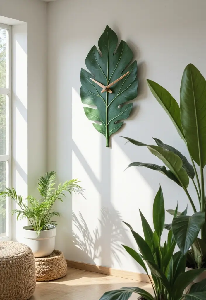 25 Home Decor Ideas With Metal Wall Clocks For Modern Charm 18 25 Home Decor Ideas With Metal Wall Clocks For Modern Charm - 10. Nature-Inspired Designs
