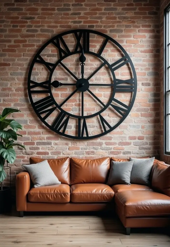 25 Home Decor Ideas With Metal Wall Clocks For Modern Charm 5 25 Home Decor Ideas With Metal Wall Clocks For Modern Charm - 5. Industrial Elegance