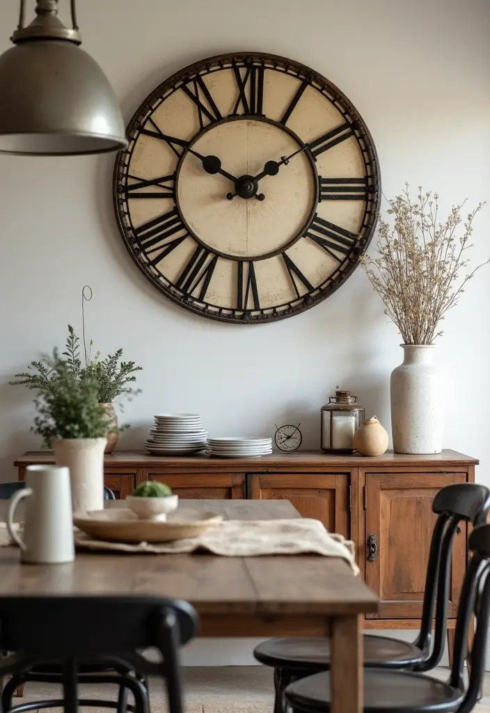 25 Home Decor Ideas With Metal Wall Clocks For Modern Charm 9 25 Home Decor Ideas With Metal Wall Clocks For Modern Charm - 7. Vintage Industrial Fusion