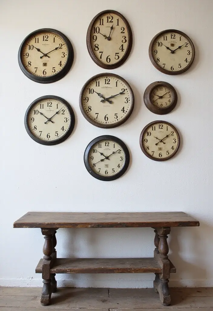 25 Home Decor Ideas With Metal Wall Clocks For Modern Charm 17 25 Home Decor Ideas With Metal Wall Clocks For Modern Charm - 9. Creative Wall Arrangements
