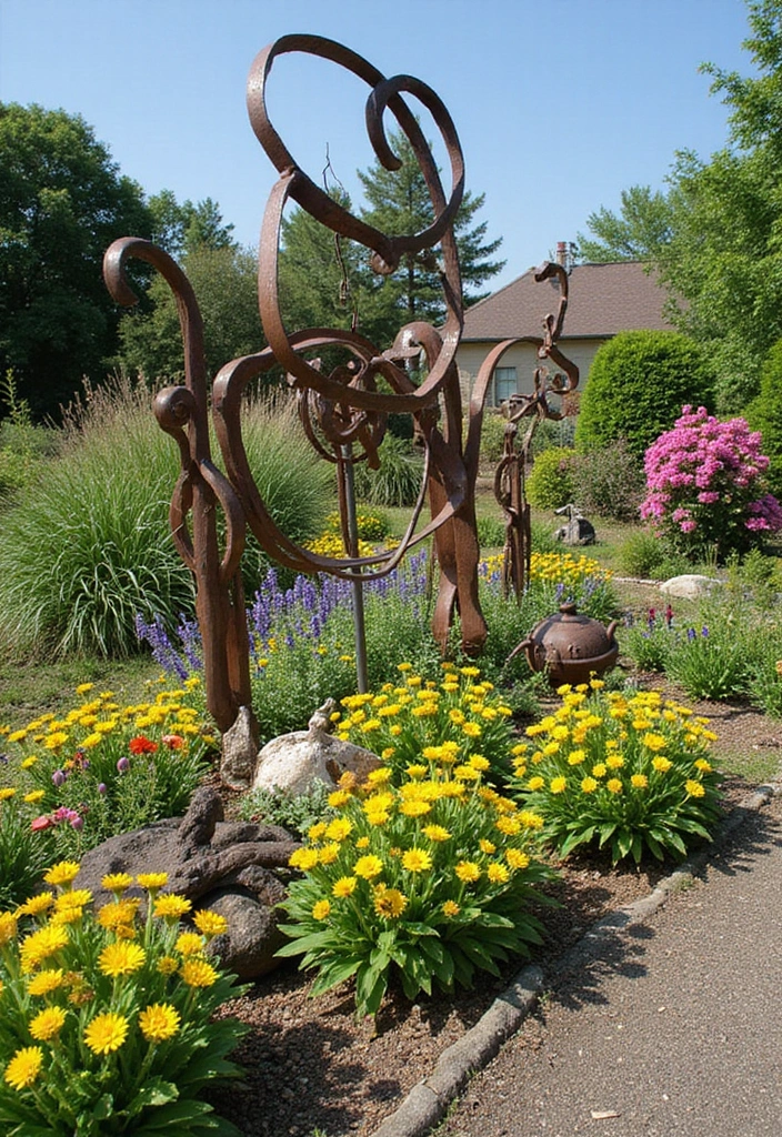 25 Home Decor Inspirations With Metal Sculptures For Art Lovers 5 25 Home Decor Inspirations With Metal Sculptures For Art Lovers - 3. Garden Metal Sculptures