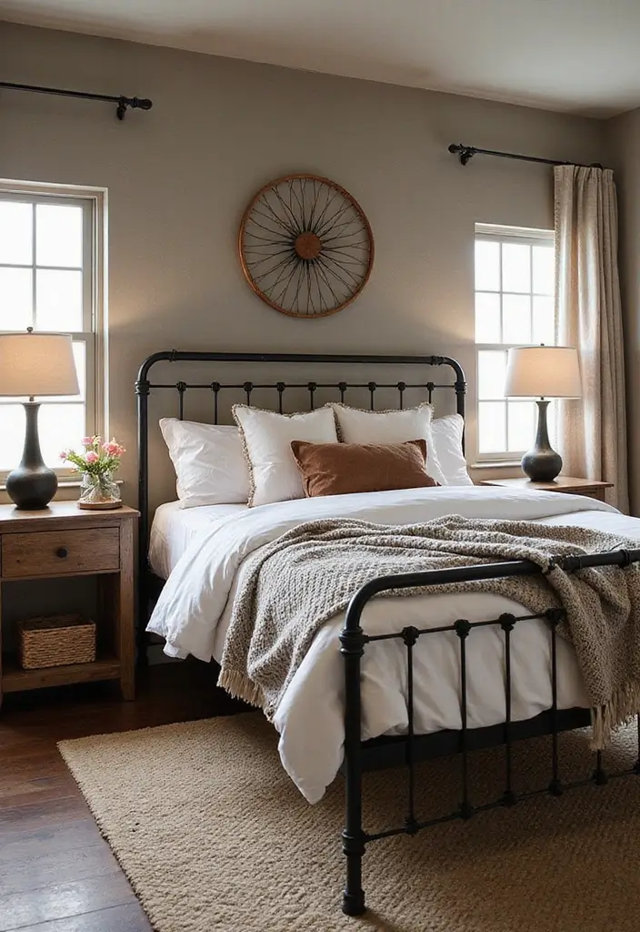 25 Metal Bed Frame Decor Ideas for Cozy Bedrooms - 1. Industrial Chic with Raw Elements