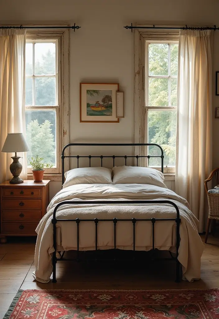 25 Metal Bed Frame Decor Ideas for Cozy Bedrooms - 15. Mixing Materials