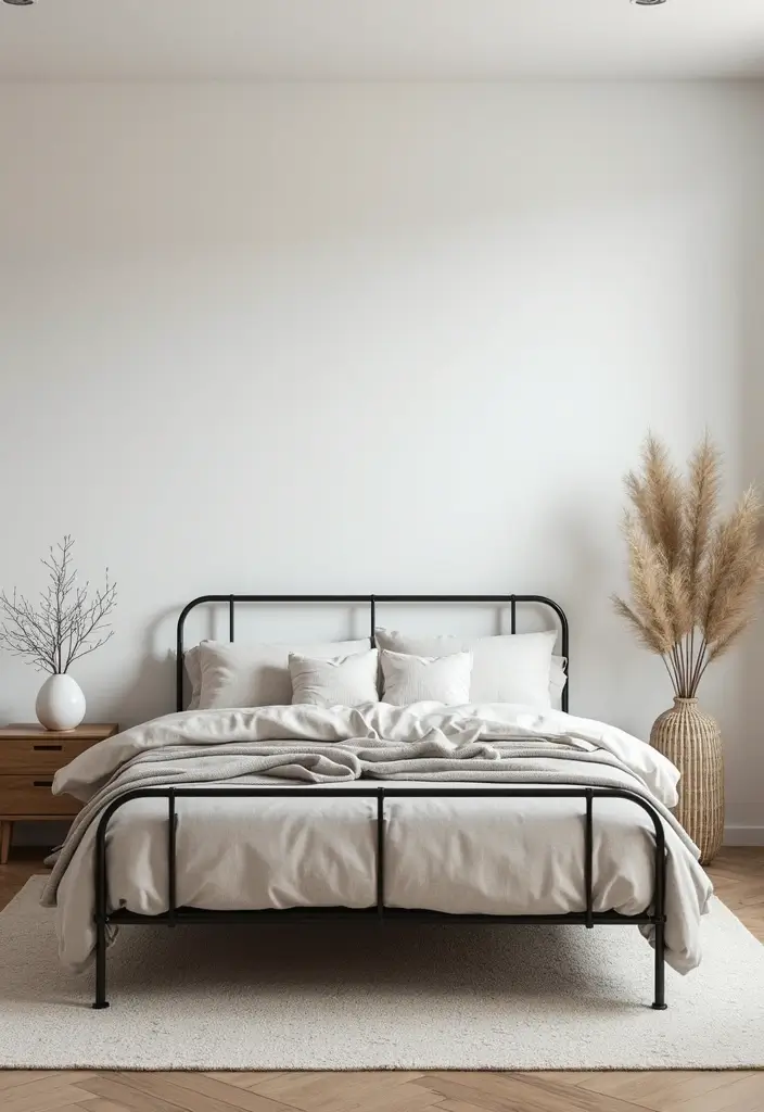 25 Metal Bed Frame Decor Ideas for Cozy Bedrooms - 2. Modern Minimalist Vibes