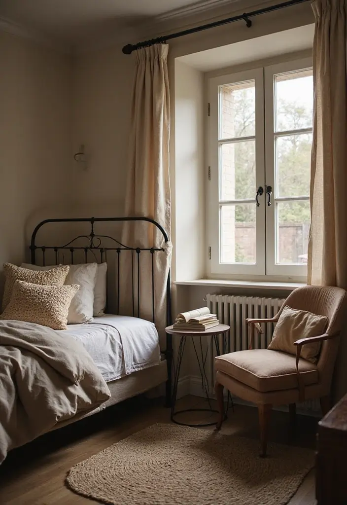 25 Metal Bed Frame Decor Ideas for Cozy Bedrooms - 21. Cozy Reading Nook