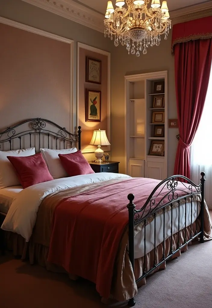 25 Metal Bed Frame Decor Ideas for Cozy Bedrooms - 4. Sophisticated Glam