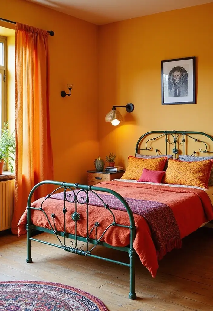 25 Metal Bed Frame Decor Ideas for Cozy Bedrooms - 6. Bold Color Statements