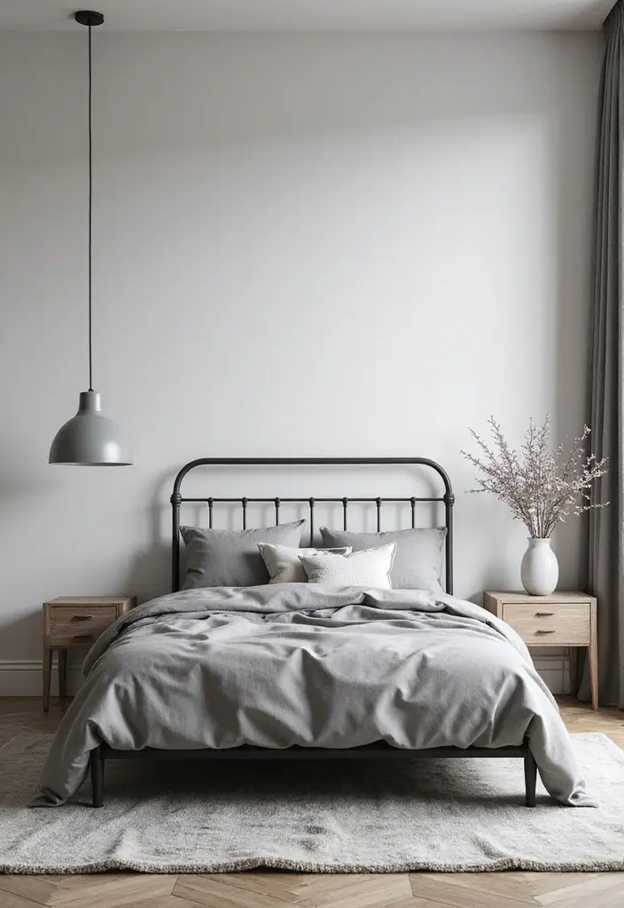 25 Metal Bed Frame Decor Ideas for Cozy Bedrooms - 9. Neutral Palette Elegance