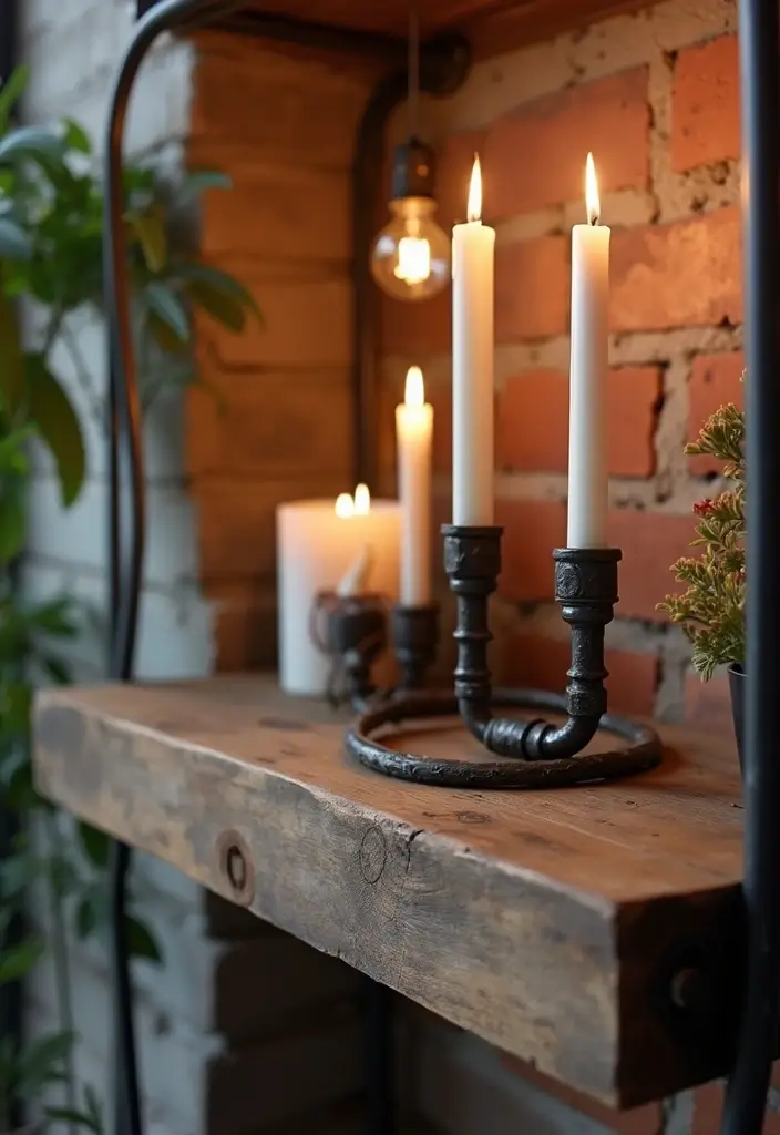 25 Metal Candle Holder Decor Ideas That Glow With Style - 7. Industrial Pipe Candle Holders