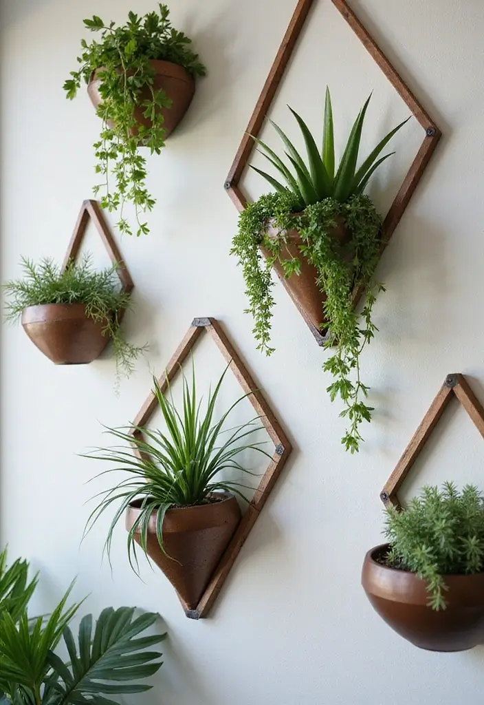 25 Metal Wall Planter Decor Ideas To Bring Nature Indoors - 1. Geometric Metal Wall Planters