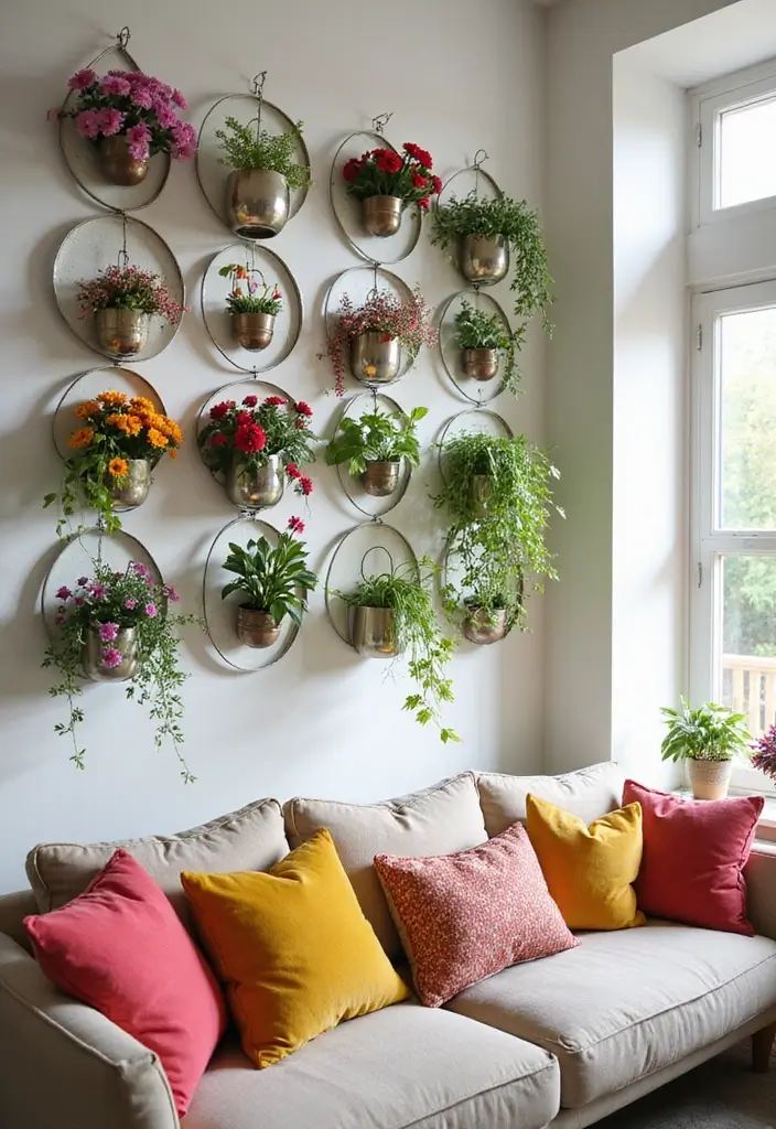 25 Metal Wall Planter Decor Ideas To Bring Nature Indoors - 13. Circular Metal Wall Planters