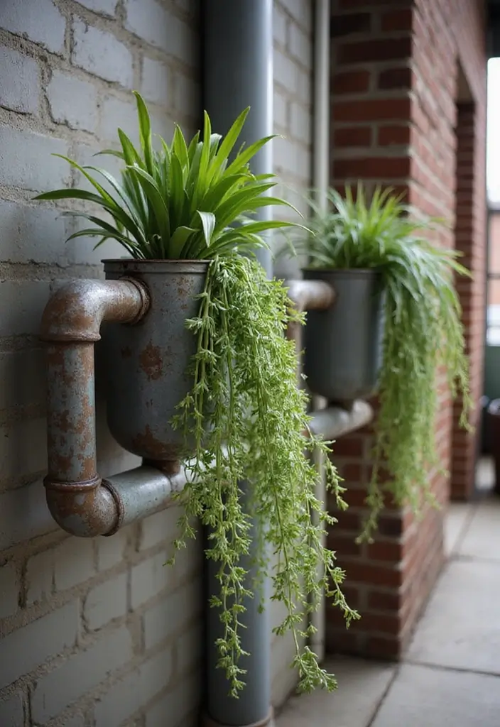 25 Metal Wall Planter Decor Ideas To Bring Nature Indoors - 14. Industrial Pipe Planter