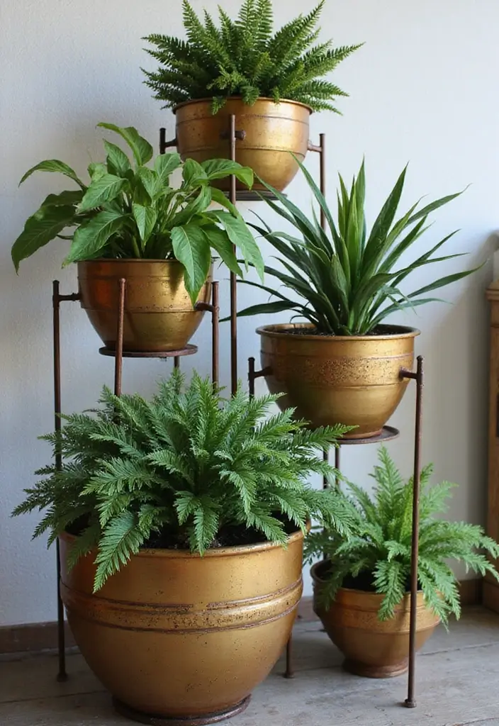 25 Metal Wall Planter Decor Ideas To Bring Nature Indoors - 17. Multi-Level Planter Displays