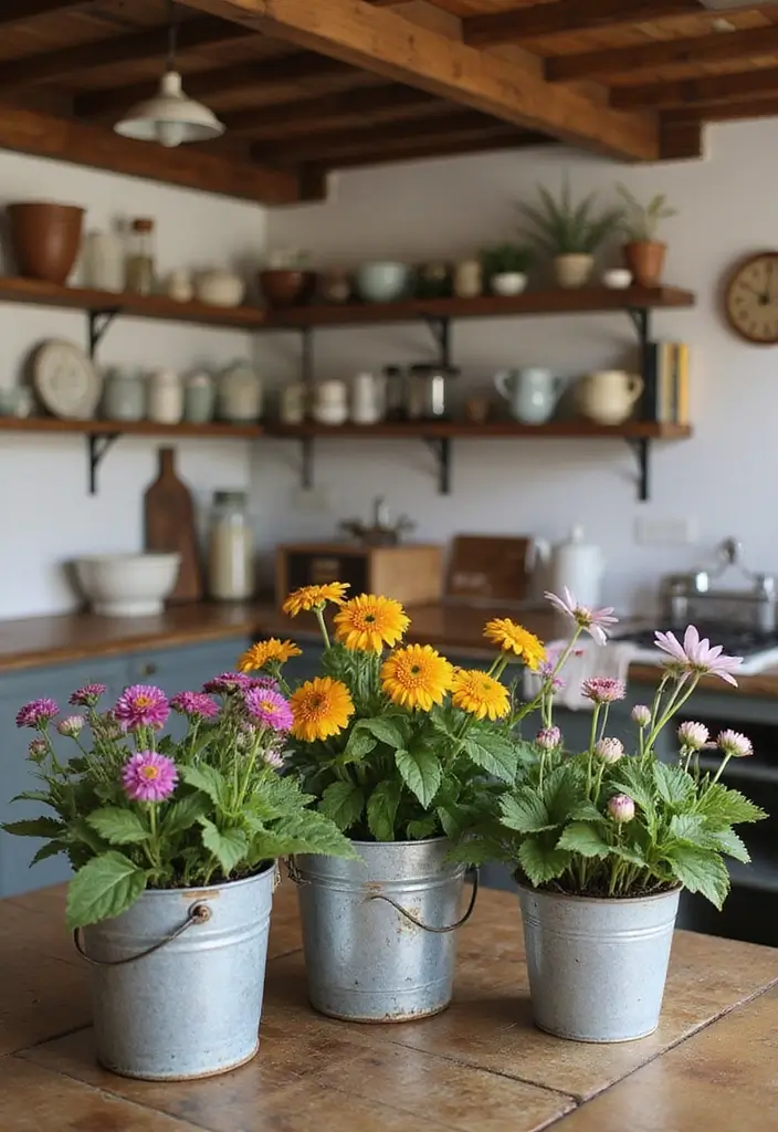 25 Metal Wall Planter Decor Ideas To Bring Nature Indoors - 2. Vintage Metal Bucket Planters