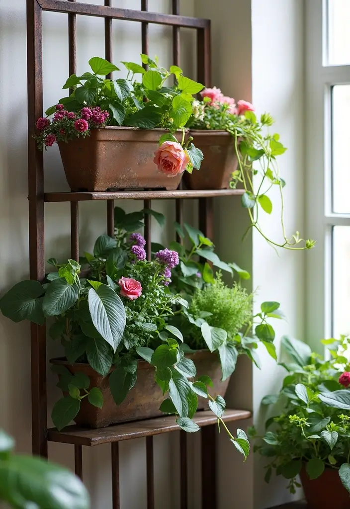 25 Metal Wall Planter Decor Ideas To Bring Nature Indoors - 21. Repurposed Metal Gates as Planters