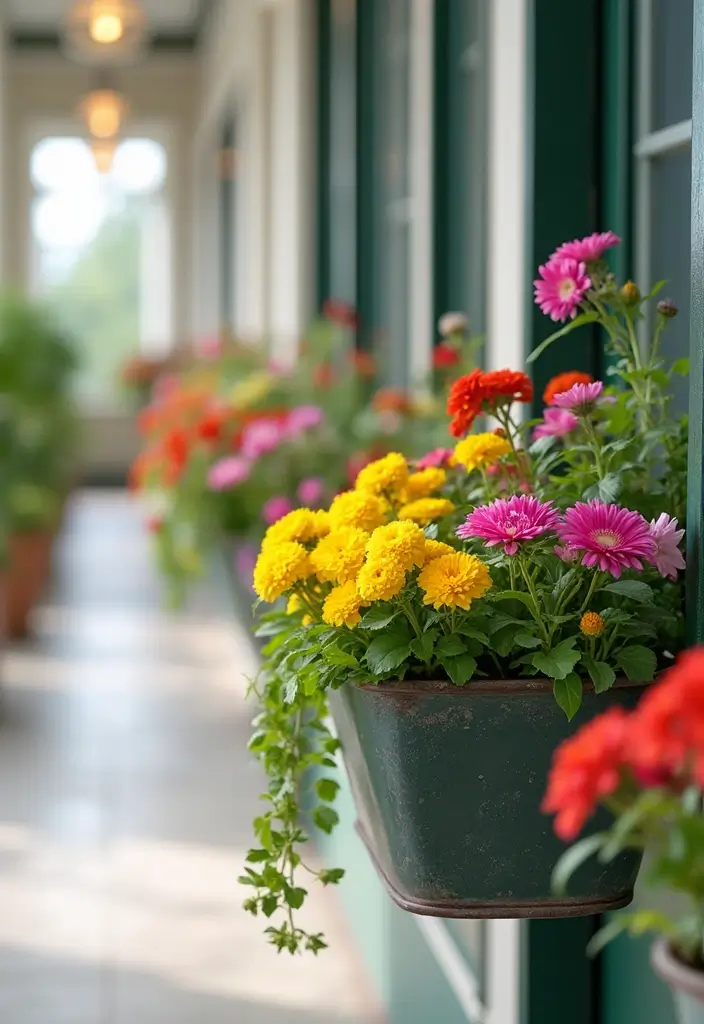 25 Metal Wall Planter Decor Ideas To Bring Nature Indoors - 24. Wall-Mounted Metal Flower Boxes