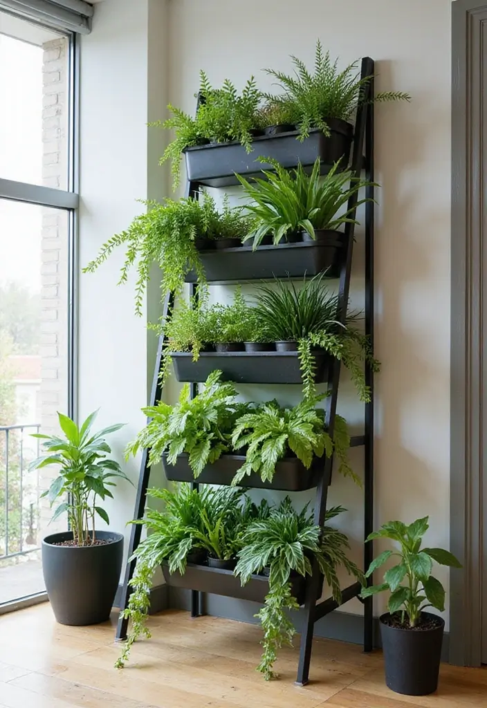 25 Metal Wall Planter Decor Ideas To Bring Nature Indoors - 3. Ladder Style Vertical Planters