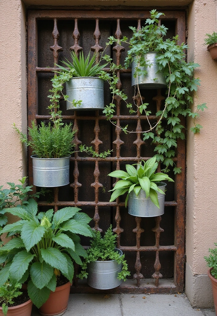 25 Metal Wall Planter Decor Ideas To Bring Nature Indoors - 5. Rustic Wall Grate Planters