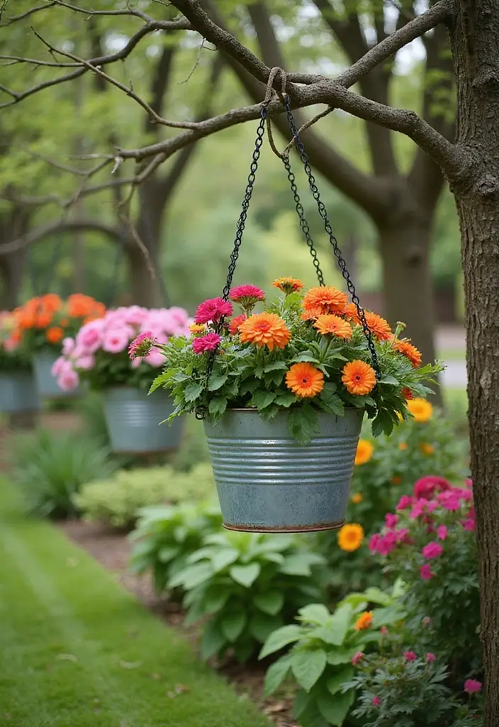 25 Rustic Metal Garden Decor Ideas With Character 41 25 Rustic Metal Garden Decor Ideas With Character - 11. Hanging Metal Baskets