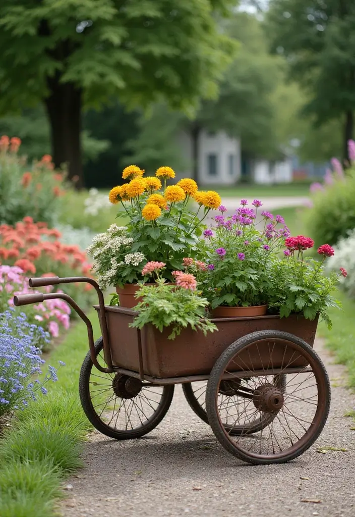25 Rustic Metal Garden Decor Ideas With Character 54 25 Rustic Metal Garden Decor Ideas With Character - 18. Metal Garden Carts