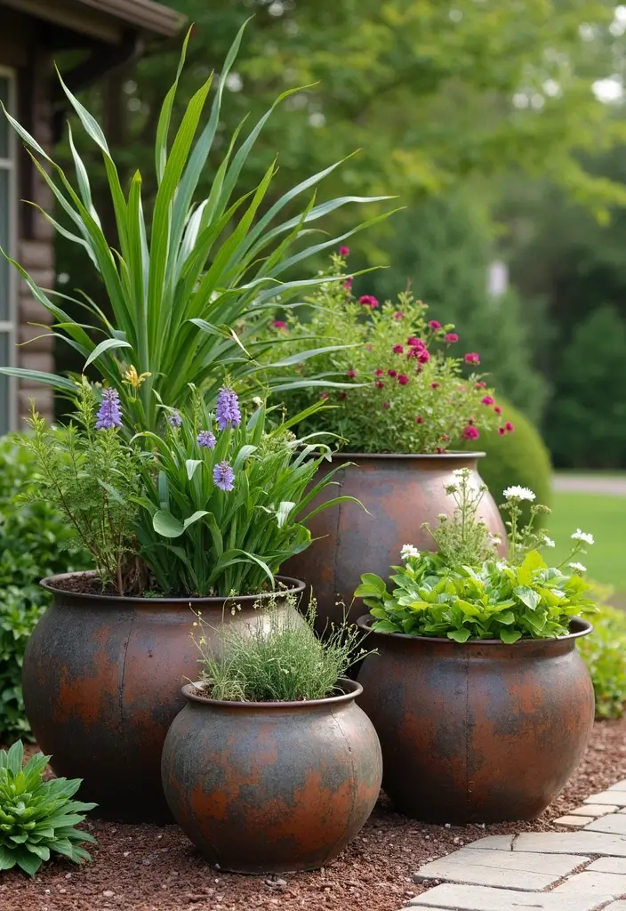 25 Rustic Metal Garden Decor Ideas With Character 55 25 Rustic Metal Garden Decor Ideas With Character - 19. Large Metal Planters
