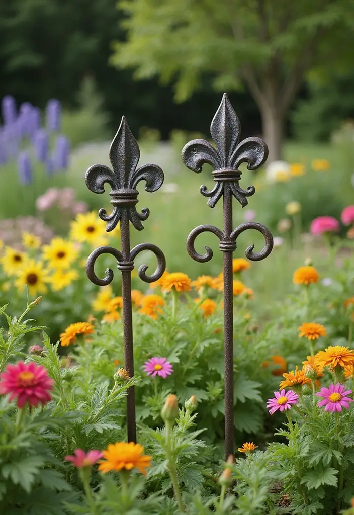 26 Fleur De Lis Metal Decor Ideas That Add French Elegance 15 26 Fleur De Lis Metal Decor Ideas That Add French Elegance - 3. Fleur De Lis Garden Stakes