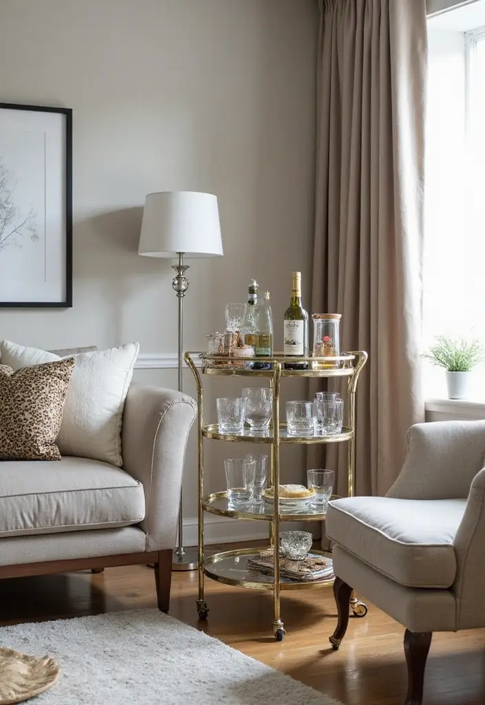 26 Home Decor With Metal Tables That Elevate Any Room - 22. Chic Bar Carts