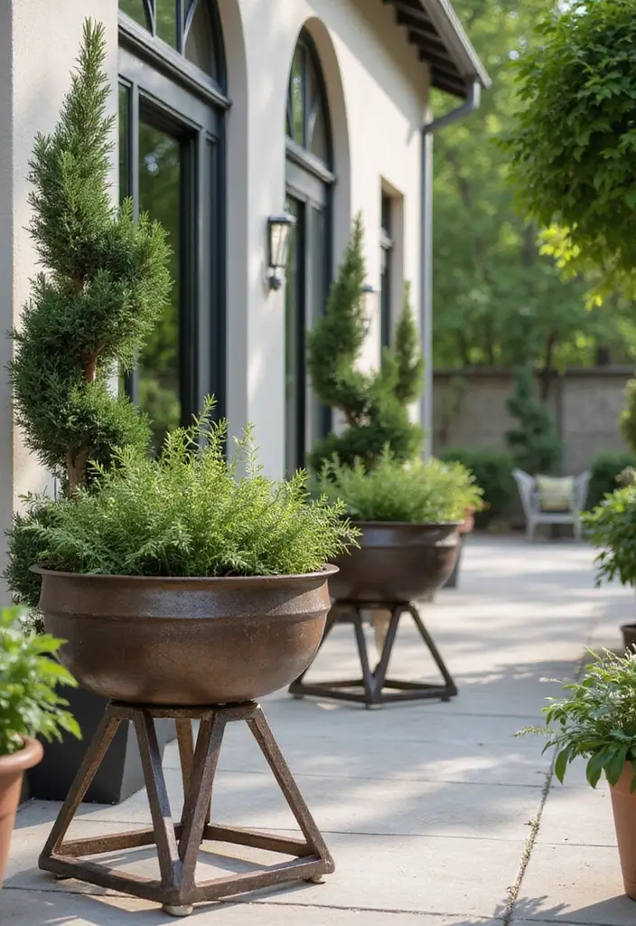 26 Home Decor With Metal Tables That Elevate Any Room - 26. Elegant Metal Planter Tables