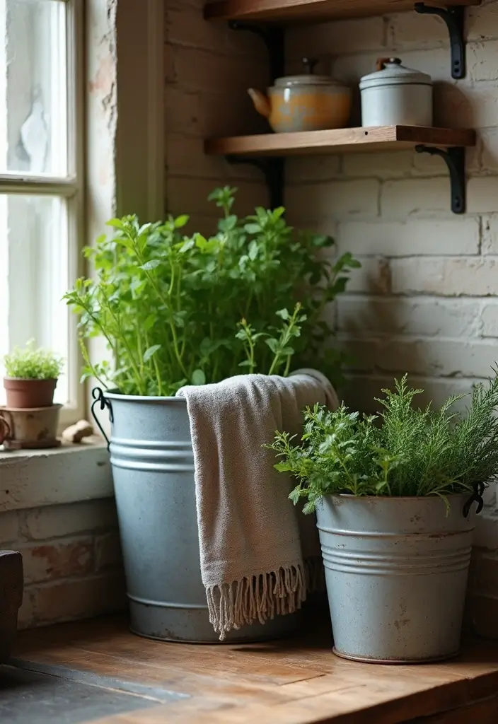 26 Kitchen Decor Ideas With Metal Pots That Feel Rustic 35 26 Kitchen Decor Ideas With Metal Pots That Feel Rustic - 11. Decorative Metal Bucket