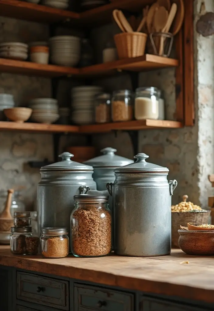 26 Kitchen Decor Ideas With Metal Pots That Feel Rustic 36 26 Kitchen Decor Ideas With Metal Pots That Feel Rustic - 12. Metal Canisters