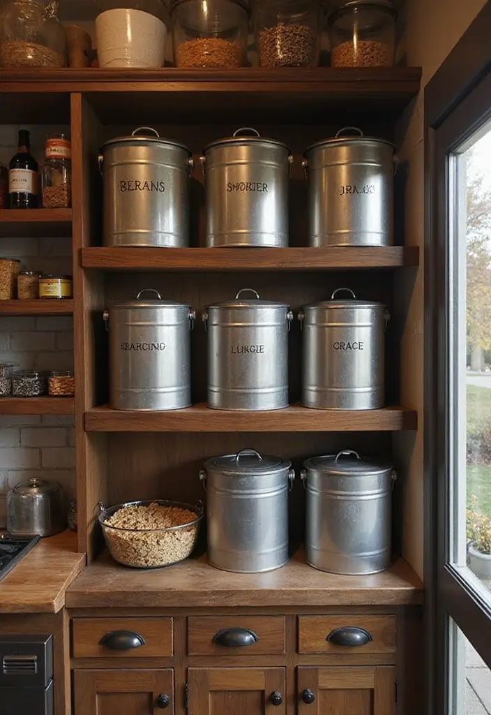 26 Kitchen Decor Ideas With Metal Pots That Feel Rustic 53 26 Kitchen Decor Ideas With Metal Pots That Feel Rustic - 17. Metal Food Storage Bins