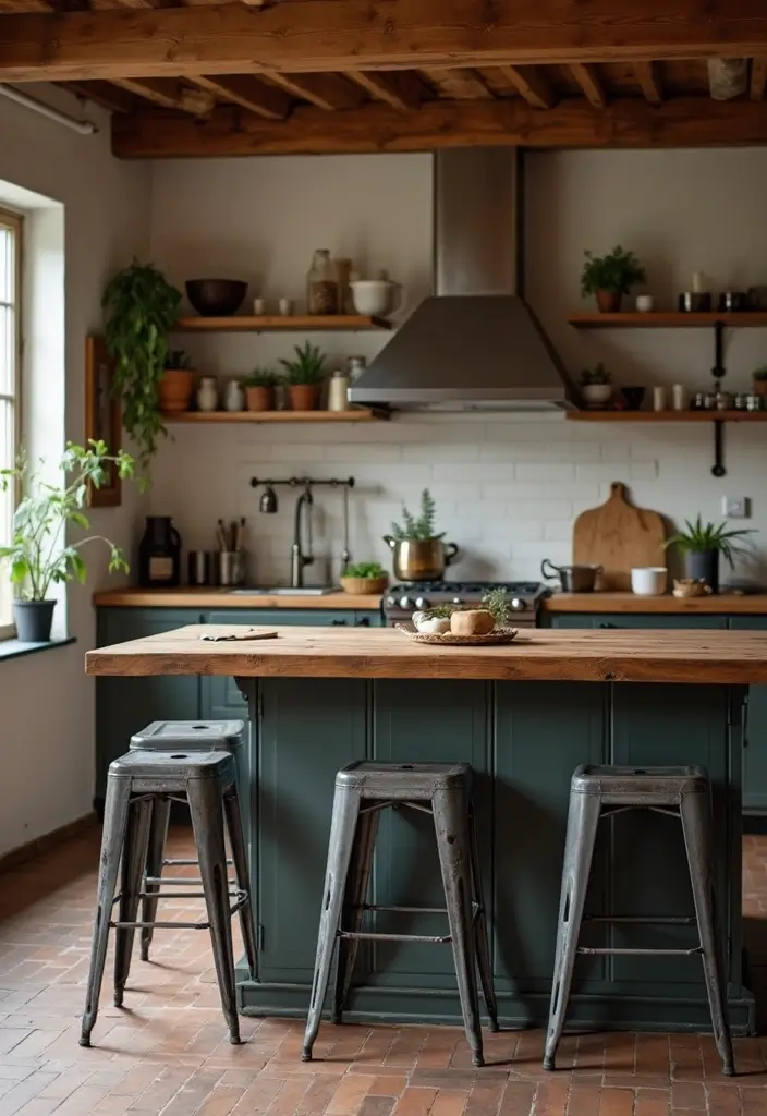 26 Kitchen Decor Ideas With Metal Pots That Feel Rustic 57 26 Kitchen Decor Ideas With Metal Pots That Feel Rustic - 19. Industrial Metal Bar Stools