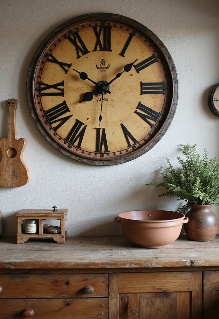 26 Kitchen Decor Ideas With Metal Pots That Feel Rustic 58 26 Kitchen Decor Ideas With Metal Pots That Feel Rustic - 20. Metal Wall Clock