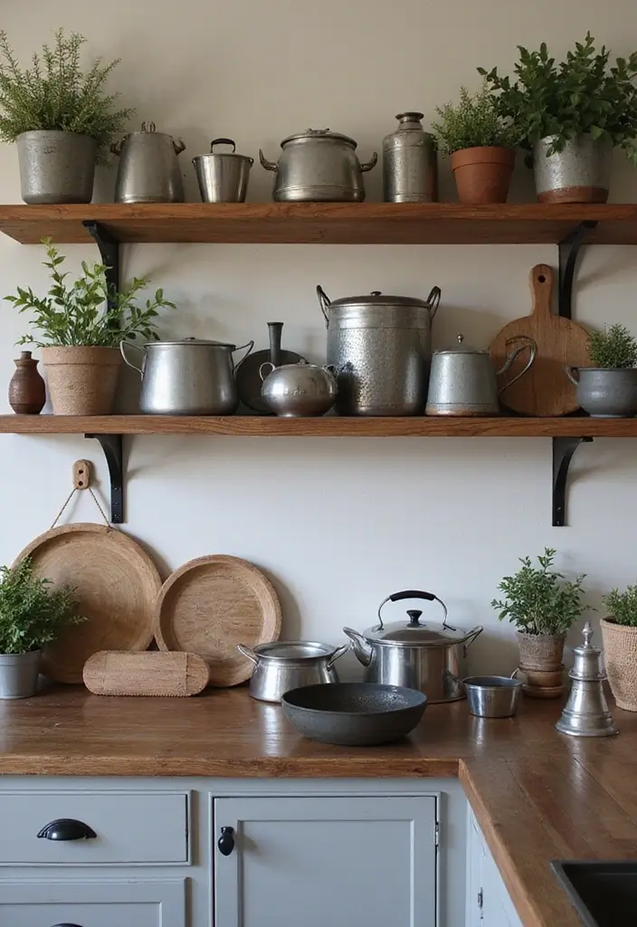 26 Kitchen Decor Ideas With Metal Pots That Feel Rustic 62 26 Kitchen Decor Ideas With Metal Pots That Feel Rustic - 22. Curated Metal Pot Collection