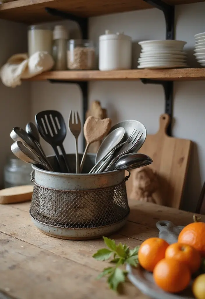 26 Kitchen Decor Ideas With Metal Pots That Feel Rustic 63 26 Kitchen Decor Ideas With Metal Pots That Feel Rustic - 23. Metal Baking Supplies Organizer