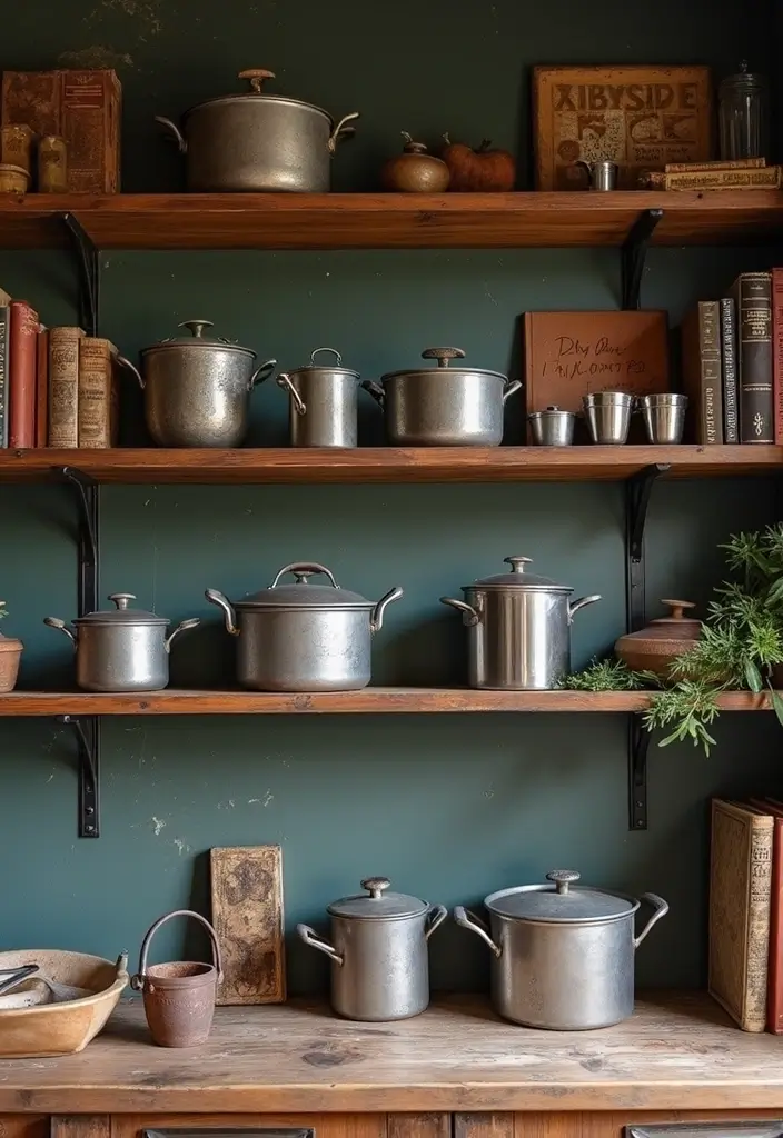 26 Kitchen Decor Ideas With Metal Pots That Feel Rustic 20 26 Kitchen Decor Ideas With Metal Pots That Feel Rustic - 6. Rustic Metal Shelves