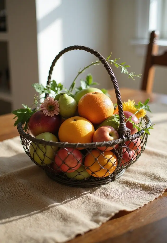 26 Metal Basket Decor Ideas That Combine Form And Function 1 26 Metal Basket Decor Ideas That Combine Form And Function - 1. Vintage Wire Basket as a Centerpiece