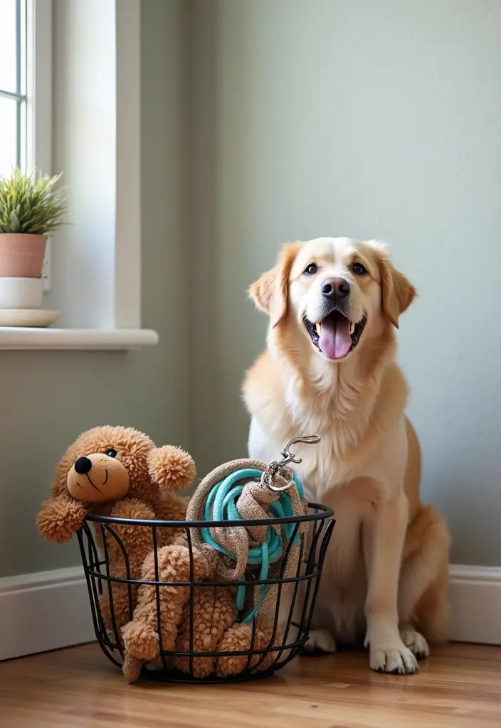 26 Metal Basket Decor Ideas That Combine Form And Function 38 26 Metal Basket Decor Ideas That Combine Form And Function - 12. Pet Accessories Storage