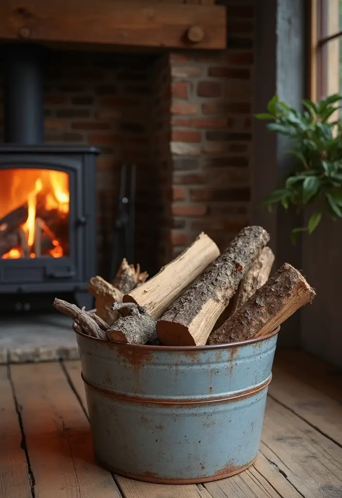 26 Metal Basket Decor Ideas That Combine Form And Function 45 26 Metal Basket Decor Ideas That Combine Form And Function - 13. Cozy Firewood Storage