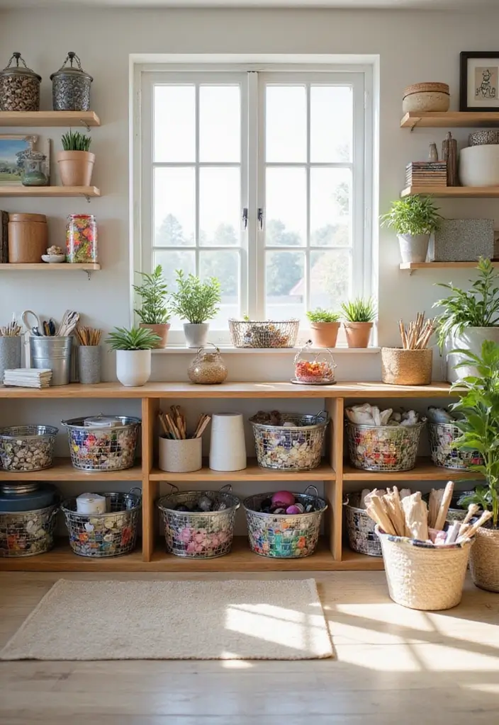 26 Metal Basket Decor Ideas That Combine Form And Function 56 26 Metal Basket Decor Ideas That Combine Form And Function - 16. Craft Room Organization
