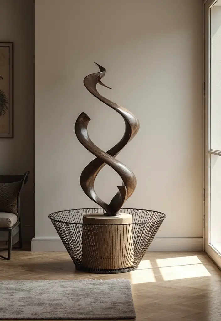 26 Metal Basket Decor Ideas That Combine Form And Function 57 26 Metal Basket Decor Ideas That Combine Form And Function - 17. Artistic Sculpture Bases