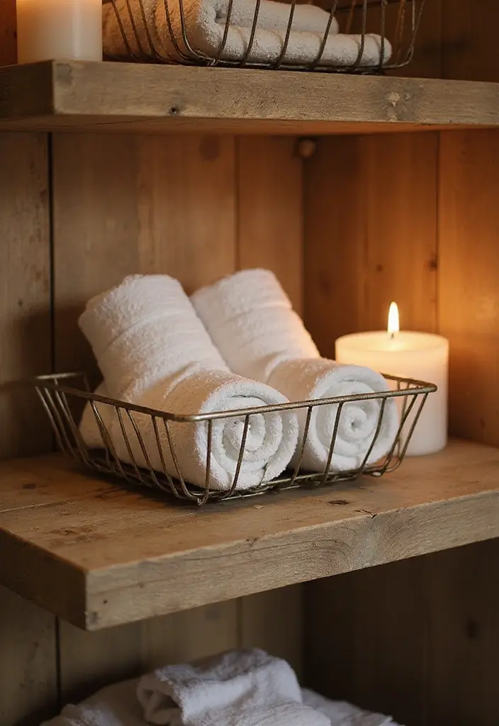 26 Metal Basket Decor Ideas That Combine Form And Function 8 26 Metal Basket Decor Ideas That Combine Form And Function - 2. Rustic Bathroom Storage Solution