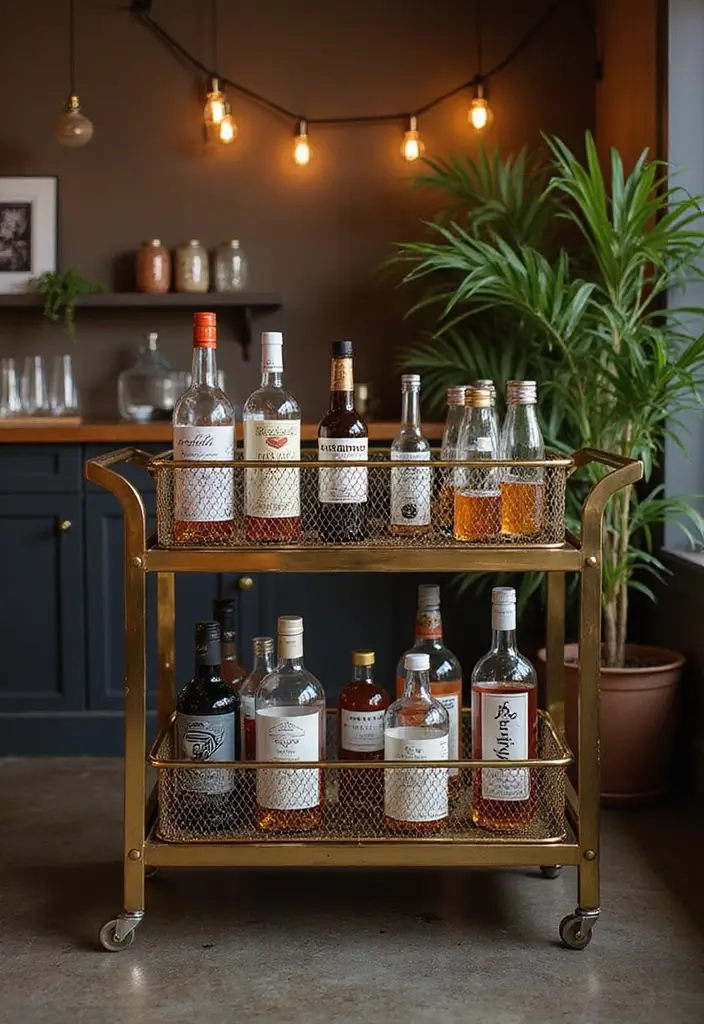 26 Metal Basket Decor Ideas That Combine Form And Function 88 26 Metal Basket Decor Ideas That Combine Form And Function - 26. Stylish Bar Cart Accents