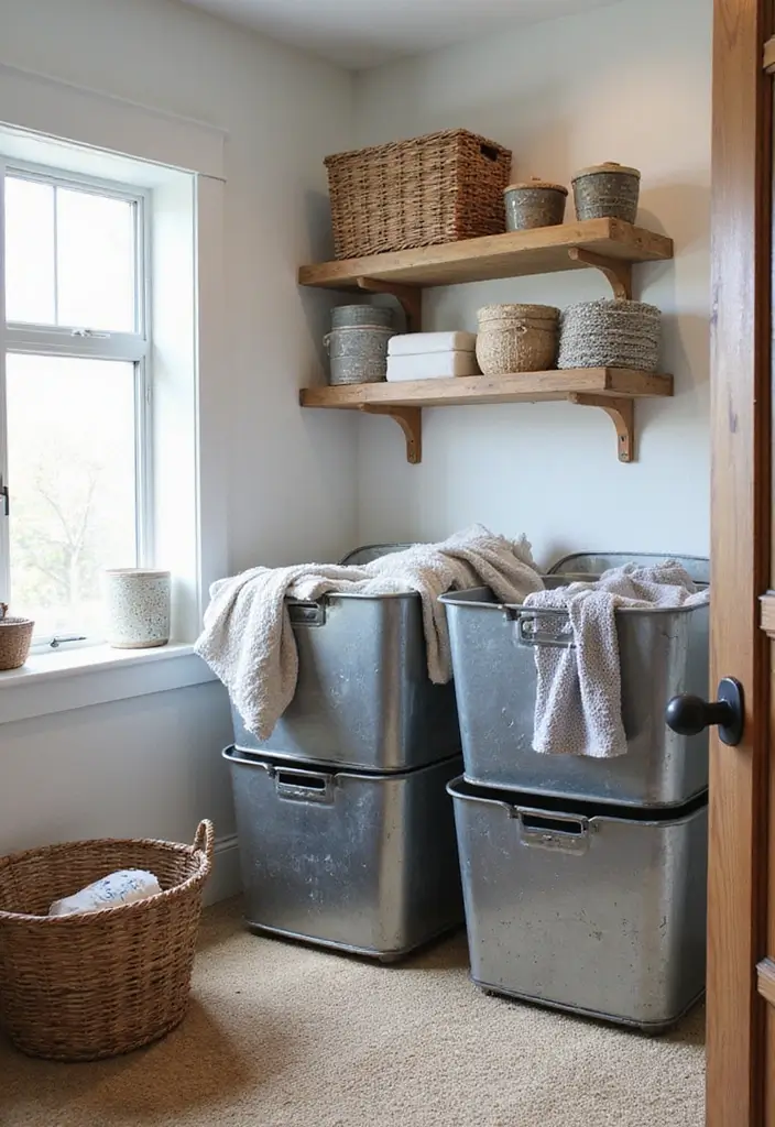 26 Metal Basket Decor Ideas That Combine Form And Function 28 26 Metal Basket Decor Ideas That Combine Form And Function - 8. Stylish Laundry Solutions