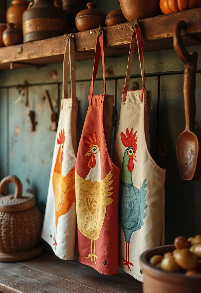 26 Metal Chicken Coop Decor Ideas For Farmhouse Lovers - 10. Chicken-Themed Aprons