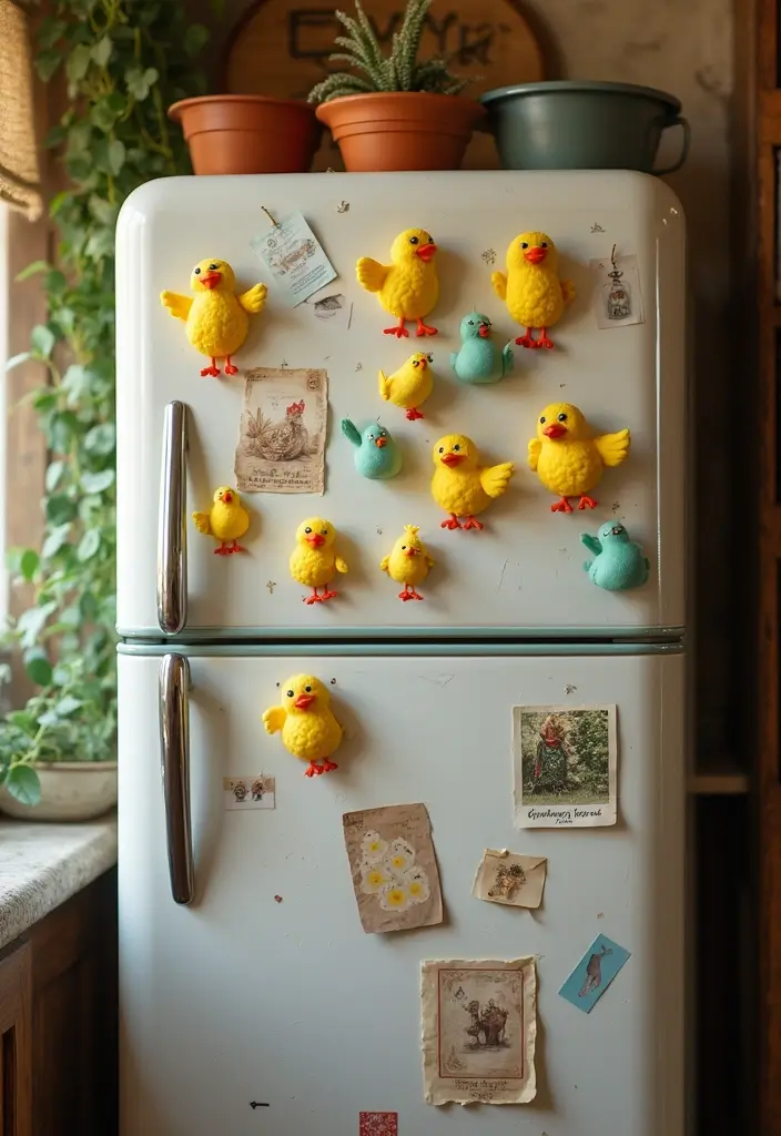 26 Metal Chicken Coop Decor Ideas For Farmhouse Lovers - 21. Cute Chicken-Themed Magnets